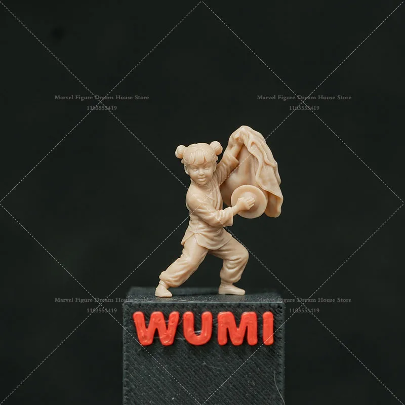 1/64 Scale Miniature Scene Dolls Un-panited White Figure Mini Model ‌Children Performing The Lion Dance Little Lion Dancers