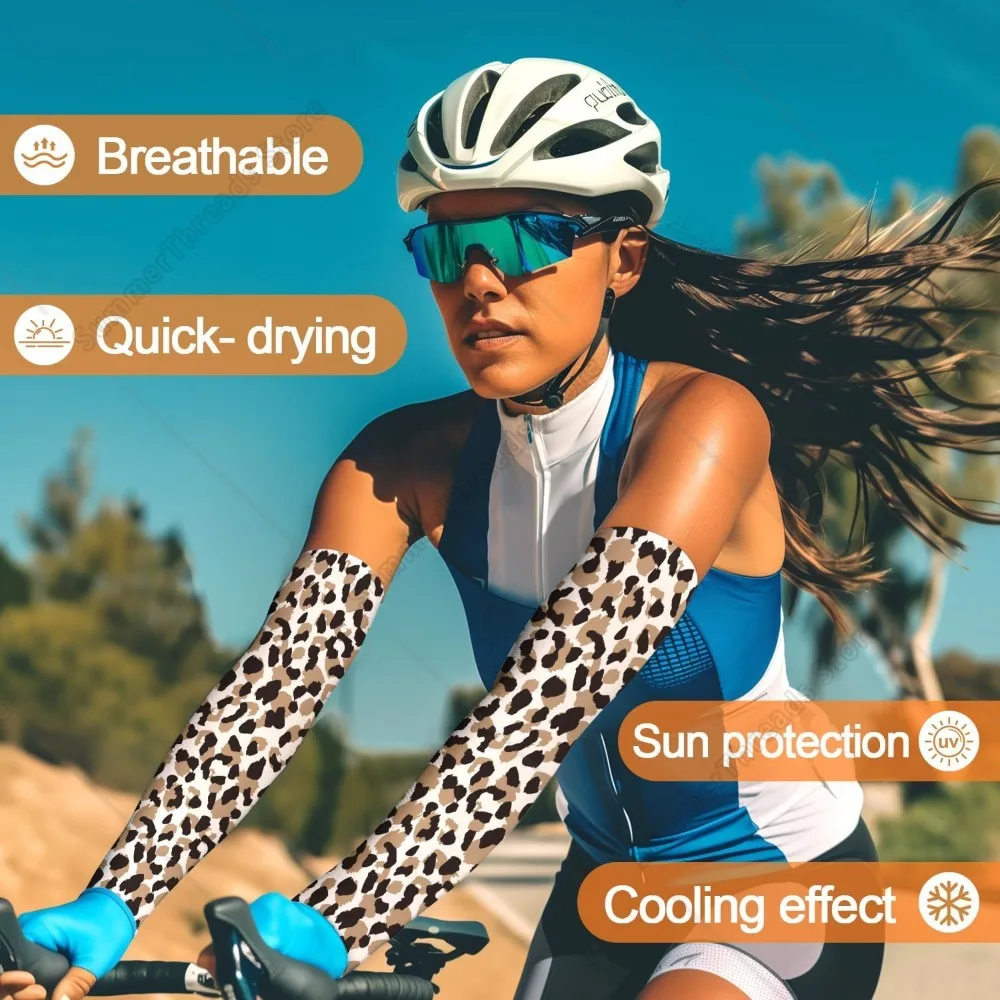 Leopard Cooling Arm Cover For Men & Women - Uv Sun Protection Arm Sleeves For Driving Golfing Fishing Cycling Hiking