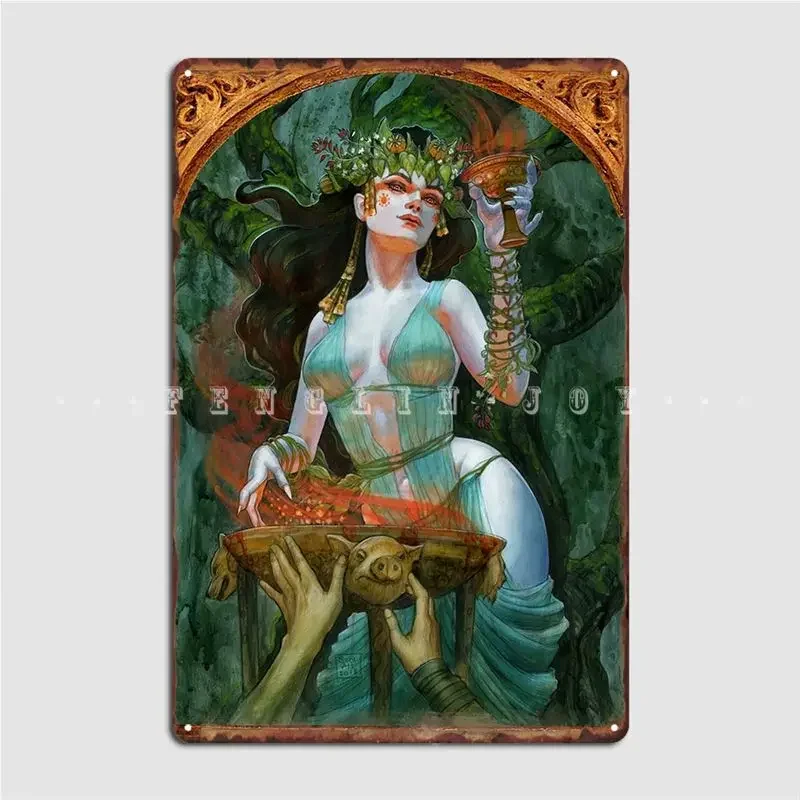 Circe Goddess Of Enchantments Metal Sign Wall Plaque Wall Mural Garage Club Customize Tin Sign Poster