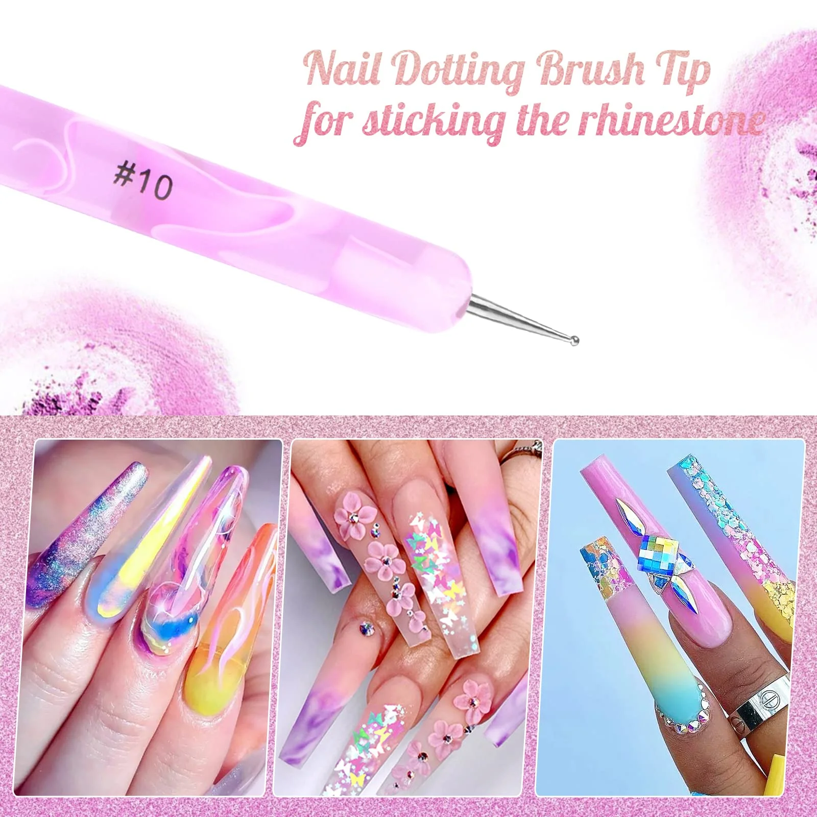 Pennello per nail art 2 in 1, penna punteggiata e fodera per smalto gel, vernice acrilica, polvere per immersione, strumenti professionali per la progettazione di manicure