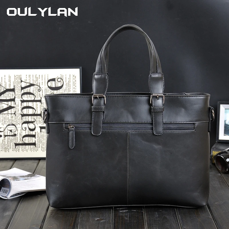 New Style Crazy Horse Men's Briefcase Multifunctional Retro Shoulder Bag Business Genuine Leather Handbag Men's Bag