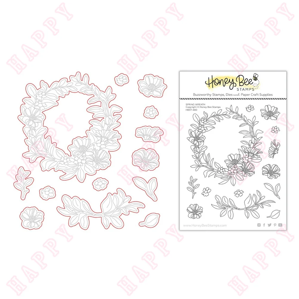 Metal Cutting Dies Stamps Spring Wreath Decoration For DIY Scrapbook Diary Album Paper Template Greet Card Embossing Handcraft