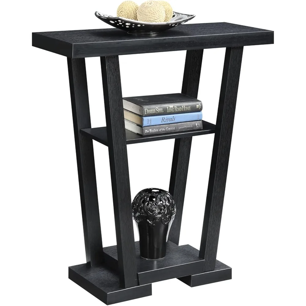 طاولة كونسول ضيقة حديثة مع أرفف تخزين، طاولة مميزة لأريكة المدخل لغرفة المعيشة، مقاس 31.5 بوصة باللون الأسود #6
