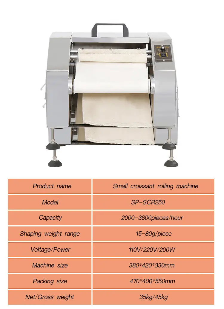 Electric Croissant Dough Sheeter Machine  Manual Croissant Rolling Making Machinery Grain Processing Small