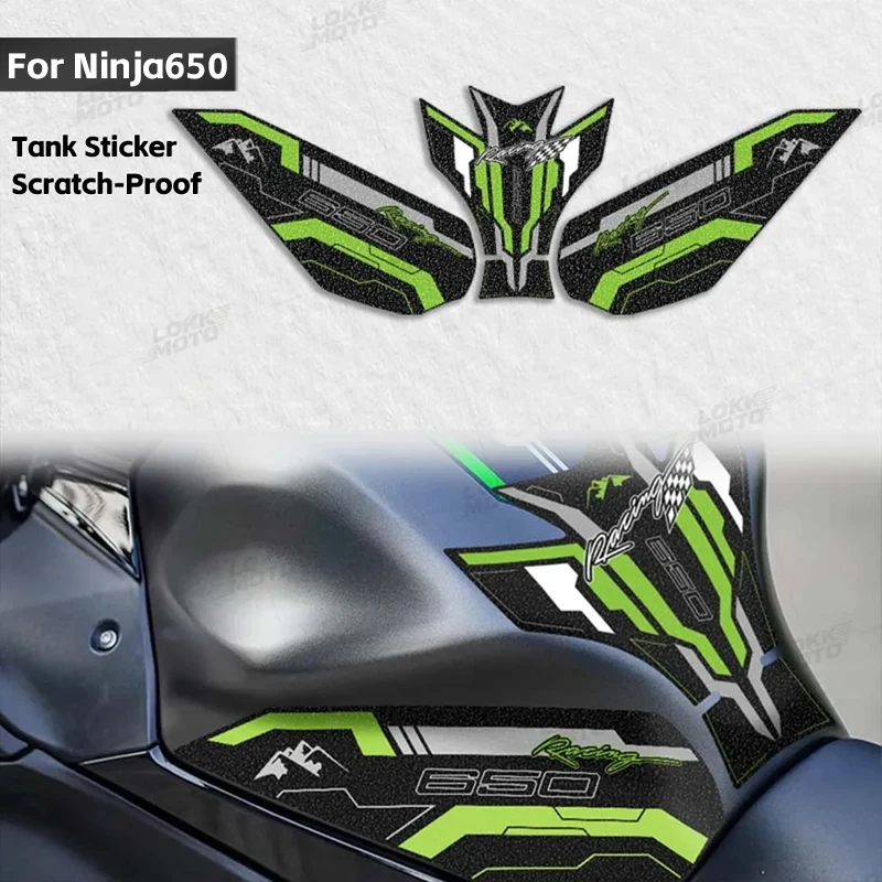 For NINJA 650 ninja 650 2017-2024 Z650 Motorcycle Refit Accessories Thick Frosted Racing Fuel Tank Pad Protector Stickers Kit 