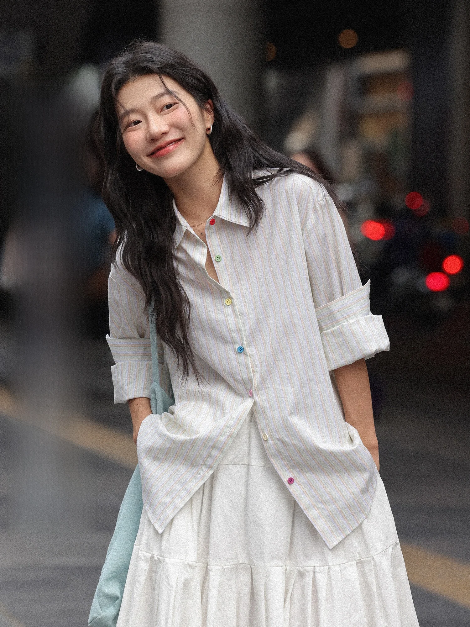 

Button Striped Long Sleeve Women's Shirt Korean Style Spring 2026 New Simple Loose Fit Shirt Top for Ladies