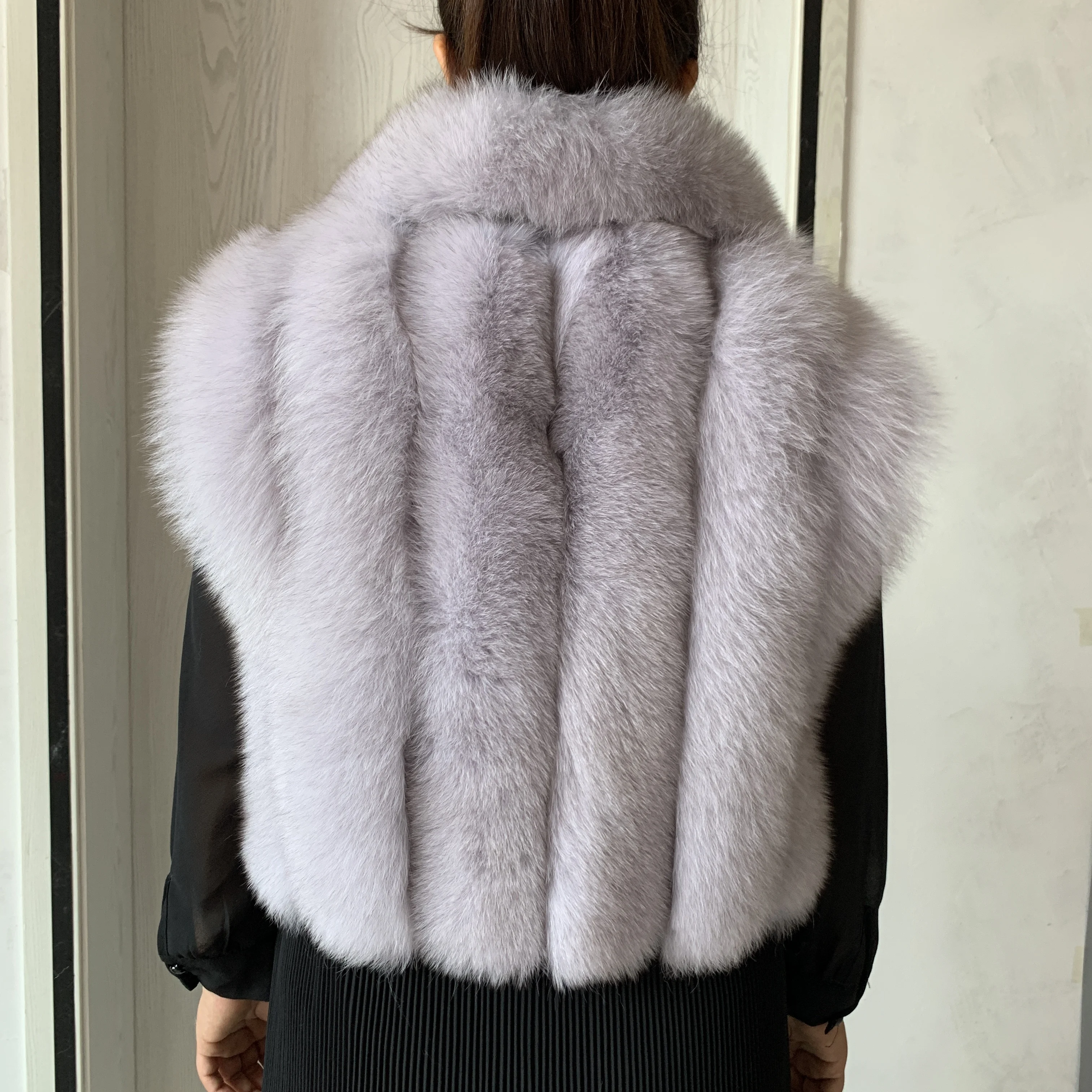 2023 new real fox fur vest short fashion women autumn-winter natural fur lapel vest vertical row fur jacket 100% authentic fur