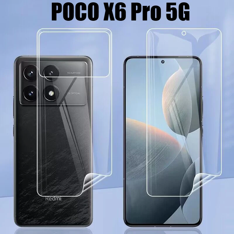 2PCS Matte Hydrogel Film for POCO X6 F6 F5 Pro 5G Screen Protector for POCO C65 M6 Pro 4G Front Back Protective Film