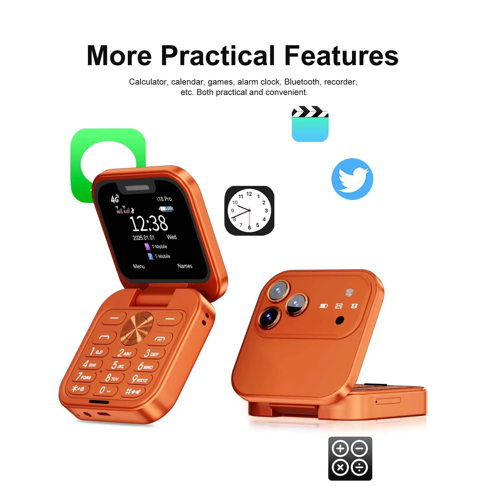 SERVO I18 PRO 4G Foldable Mini Cellphone 1.77