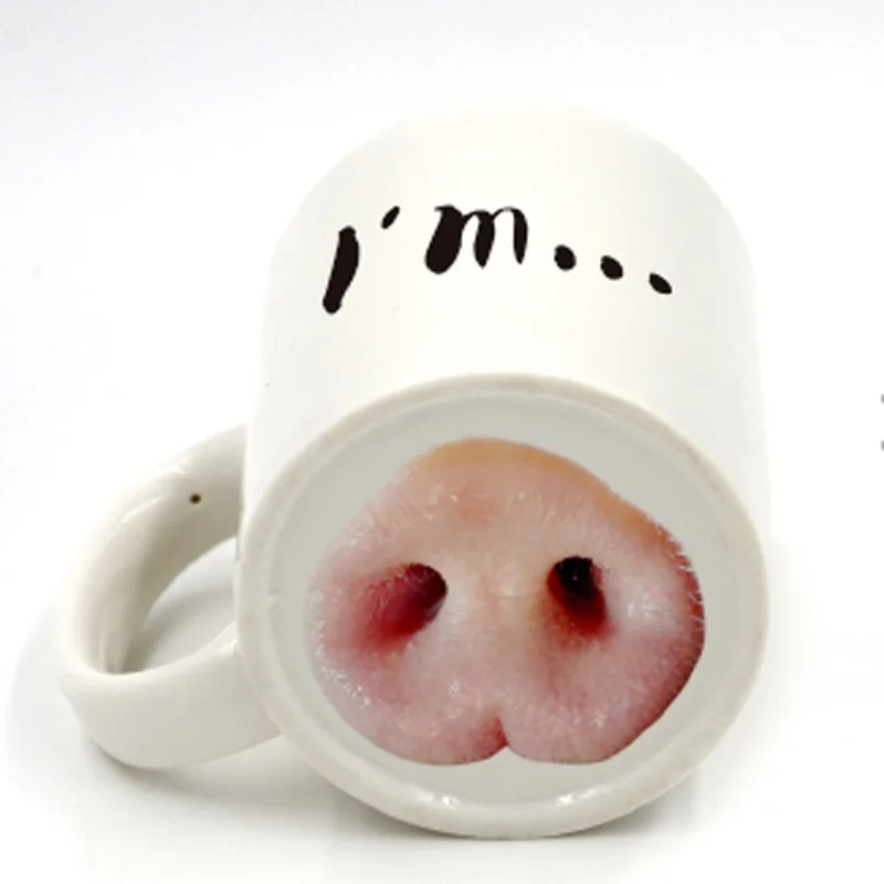 Creative Spoof Pig Nose Dog Nose Ceramic Coffee Mug Mug with Cartoon Bone China