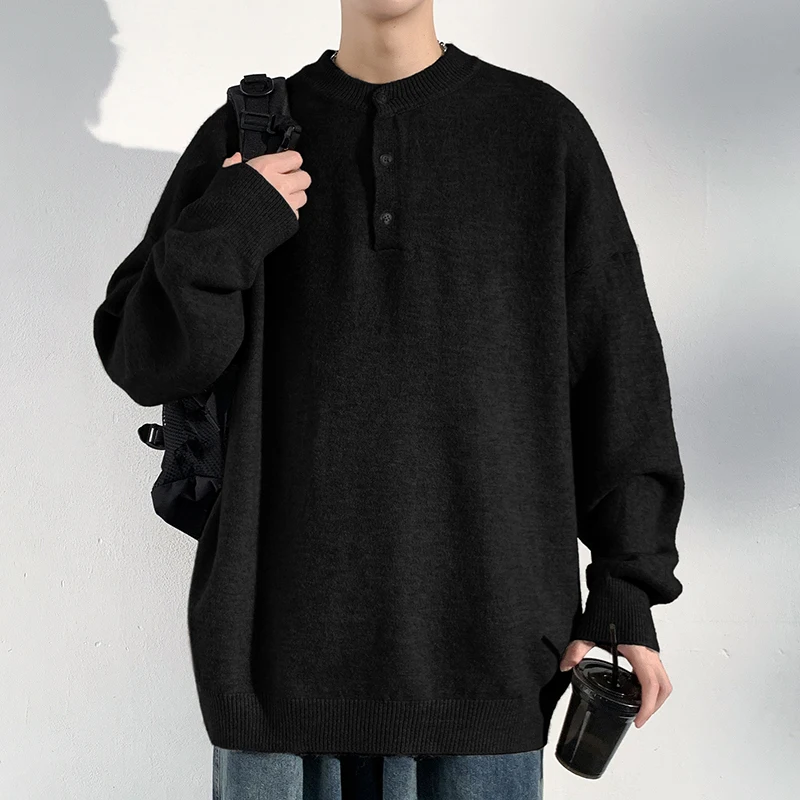 M-XXXXXL Plus Size Mens Long Sleeve Sweater Shirt Button Down Long Sleeve Plain Color Casual Streetwear Clothing Tops Men 5XL