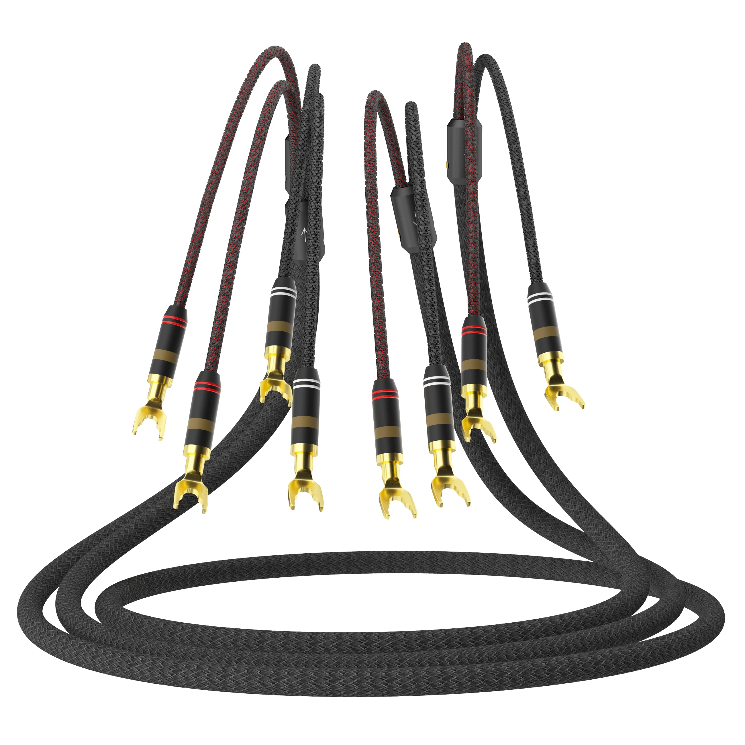 

Monosaudio 14AWG Speaker Cable Hifi OFC Audiophile Speaker Cable Pure Copper Shielding Wire with Banana Spade Gold Plated Plug