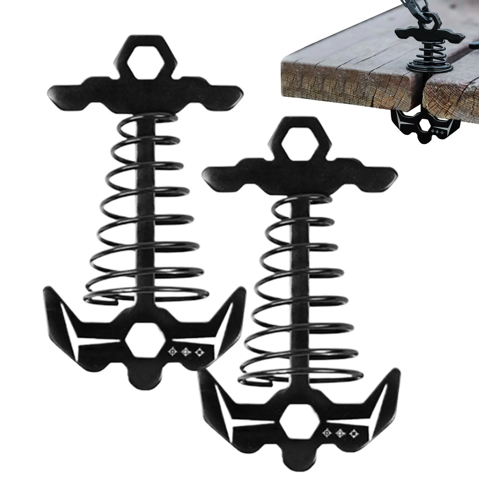 

Deck Peg Windproof Aluminum Fishbone Deck Tie Down Spring Tent Stakes Tent rope fasteners herringbone pegs fixing spring hooks