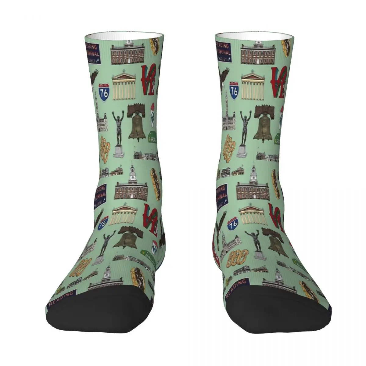 Philly Pattern - Green Socks Fashion Trends Unisex Stockings 3D Printing Gifts Breathable Socks