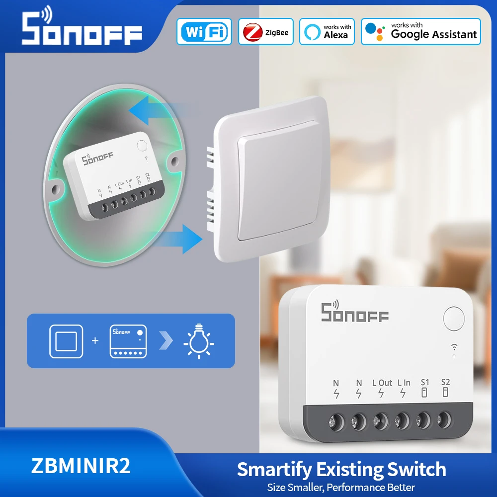 SONOFF ZBMINIR2 المتطرفة زيجبي مفتاح ذكي فصل التتابع الخارجي التبديل التحكم عن بعد عبر eWeLink متوافق مع زيجبي Hub