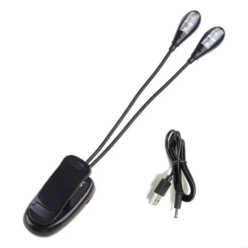 

Q22B Dual for Head LED Clip Book Light Adjustable Reading Lamp Battery Operated Clip-On Reading Light for Kids Desk Bed Headb