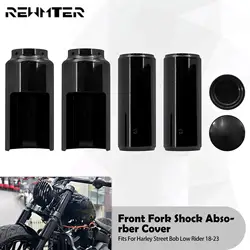 Motorcycle Front Upper Lower Fork Cover Kit Tube Cap Black Shock Absorber Cover For Harley Softail Street Bob Low Rider 2018-23