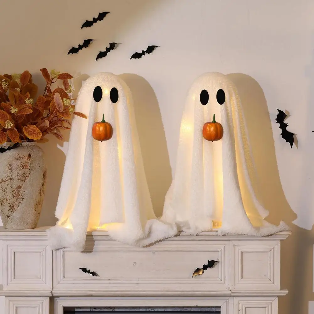 Spooky Halloween Ghost Decor Halloween Party Ghost Ornament Spooky Led Light-up Ghosts with Pumpkin for Home for Holiday