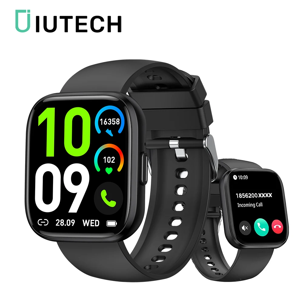 

IUTECH P114 Smartwatch 1.85" HD Touch Screen Bluetooth APP Information Call Watches Waterproof Fitness Smart Watch for Men Women