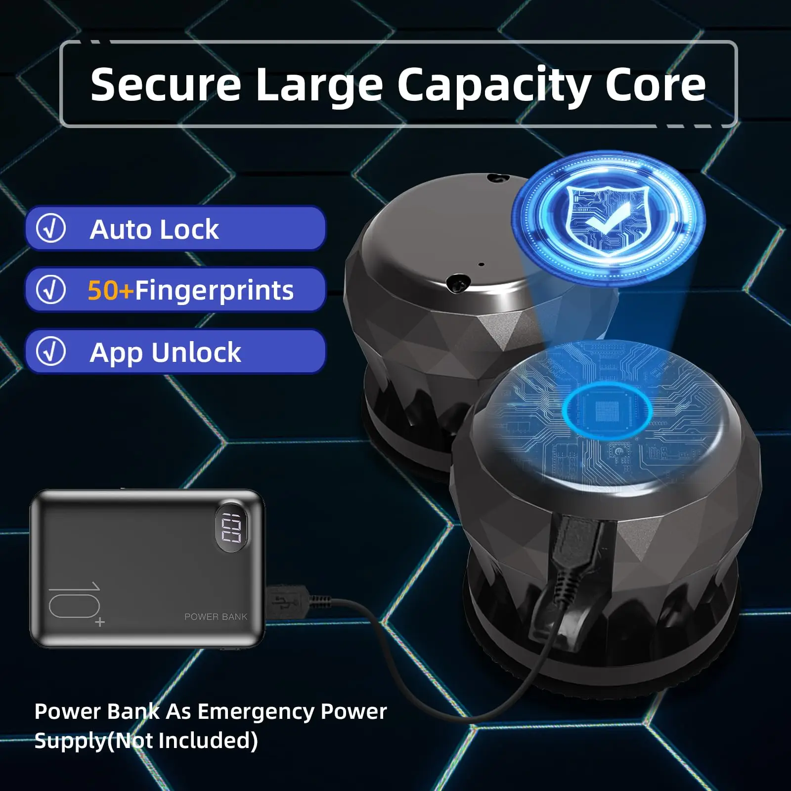 Fechaduras inteligentes de impressão digital, Fechadura biométrica, Botão inteligente recarregável, Controle Tuya App, Modo Secure Lock