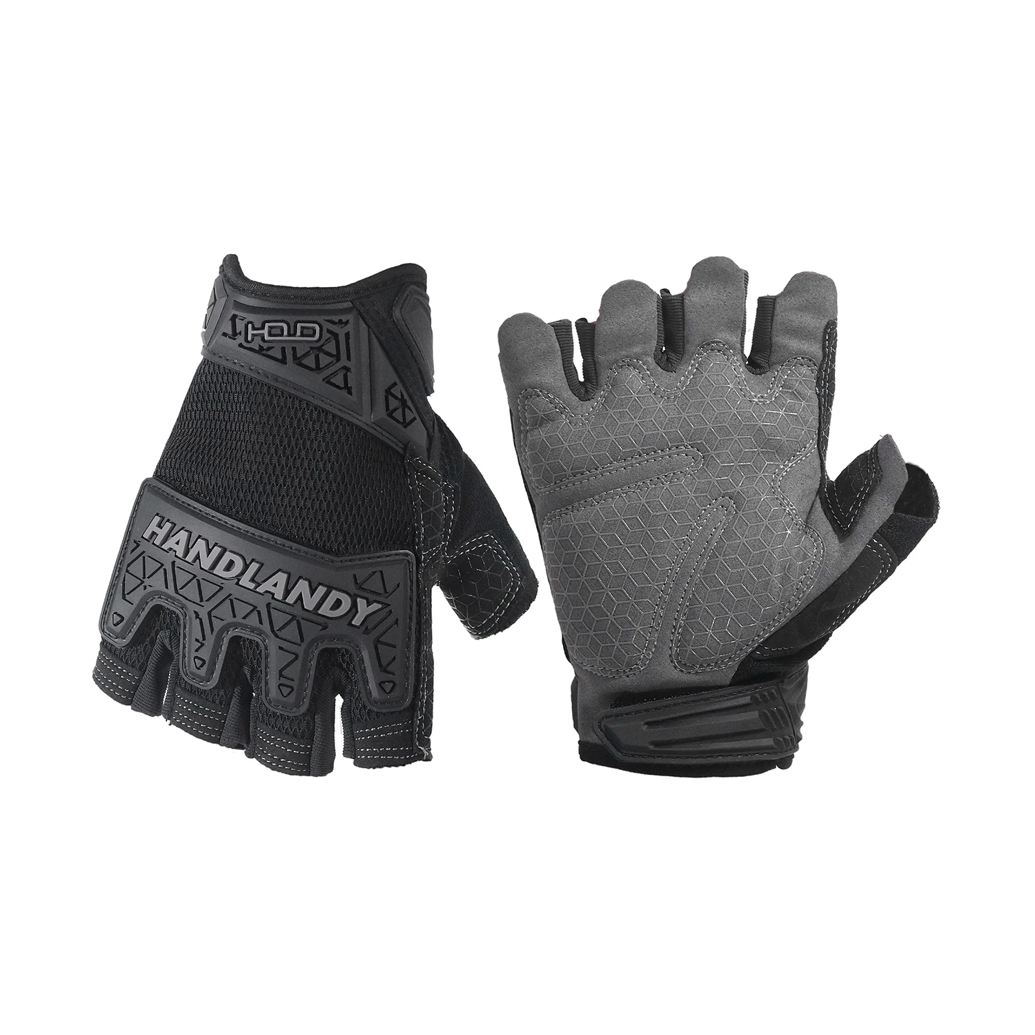 남성용 핸드랜디 손가락 없는 작업 장갑, 실리콘 코팅 TPR 너클 보호, 사냥 및 전술용 하프 핑거 장갑