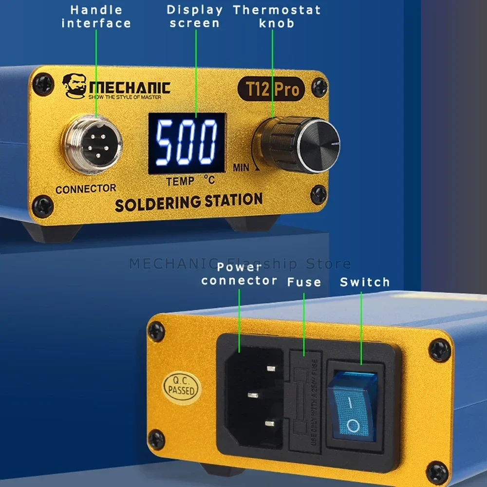 Estações de solda mecânica t12 pro mini display digital ferro de solda elétrica temperatura ajustável ferramenta de soldagem antiestática