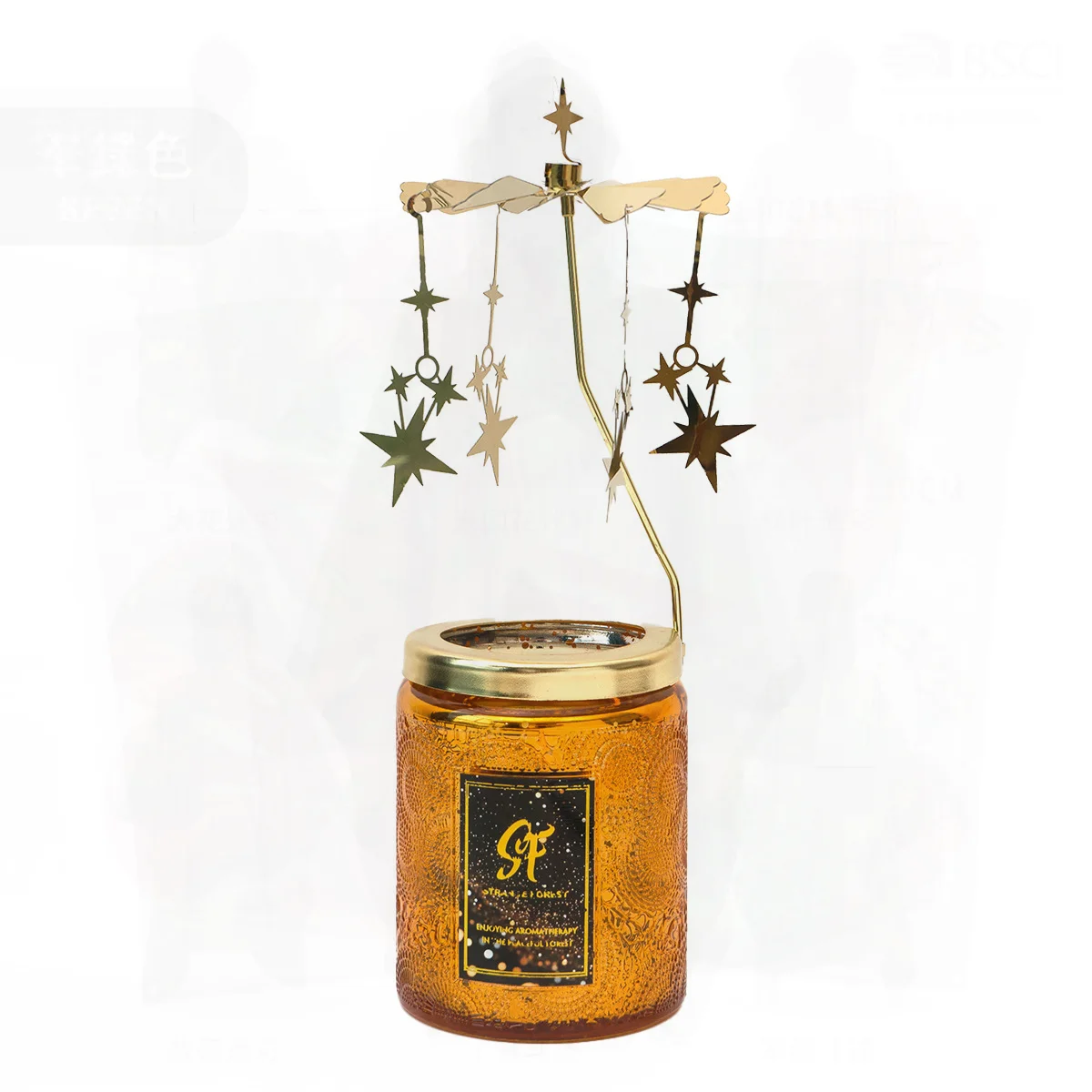 

Rotating Candlestick Aromatherapy Candle Embossed Glass Cup Starry Sky Smokeless Soy Wax Birthday Gift Atmosphere Souvenir