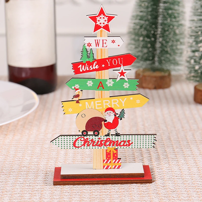 Wooden Christmas Ornament Merry Christmas Decoration For Home Table 2024 Xmas Gifts Christmas Wooden Ornaments