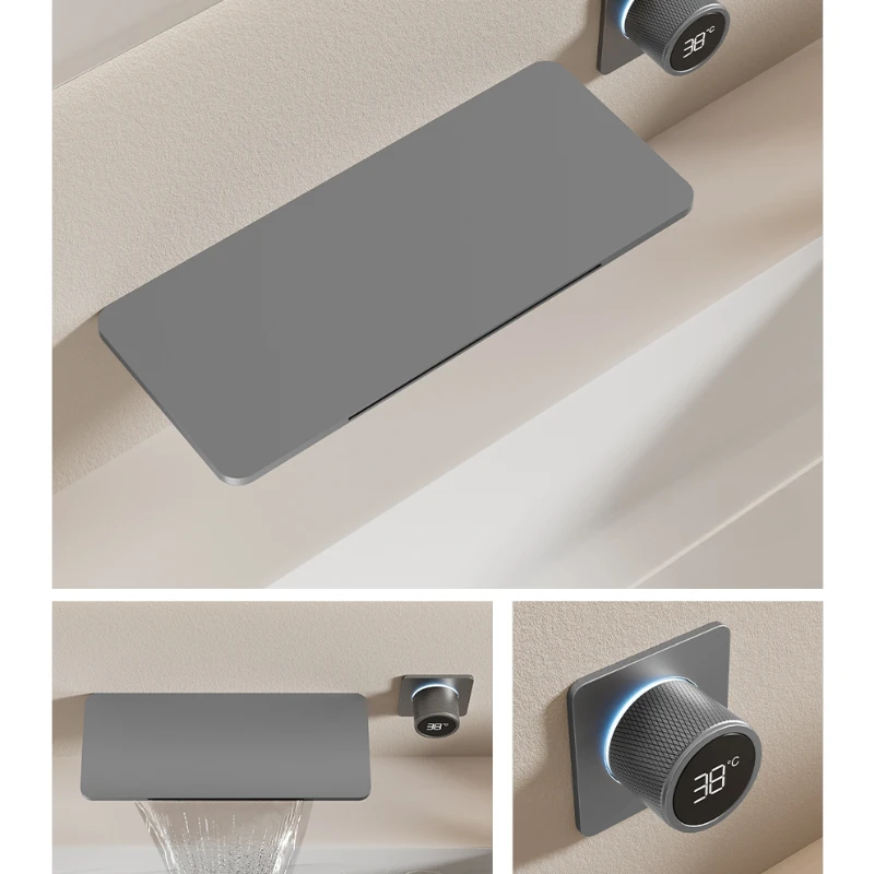 

218 waterfall concealed bathtub washbasin faucet shower mixing valve hot and cold washbasin bathroom cabinet