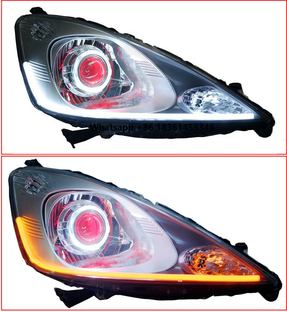 

For FIT JAZZ 2003-2013 Angel devil eye DRL daytime running light lamp Car accessories LED Headlight assembly Xenon