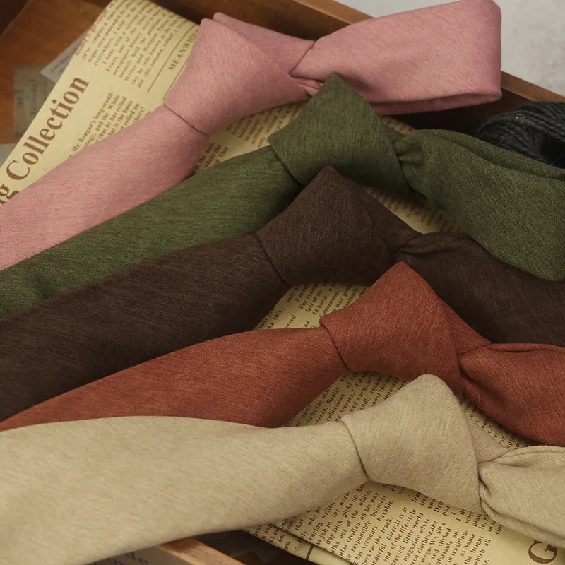 

Casual Handmade Coffee Colored Silk Necktie For Women Korean Velvet Retro Khaki Black Grey British Style Pure Color