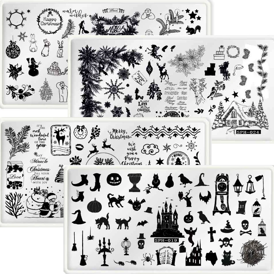 New Nail Stamp Christmas Halloween Note Nail Plates Graffiti 6X12CM Pattern Stamp Manicure Set For Nail Art Templates Tools SPH2