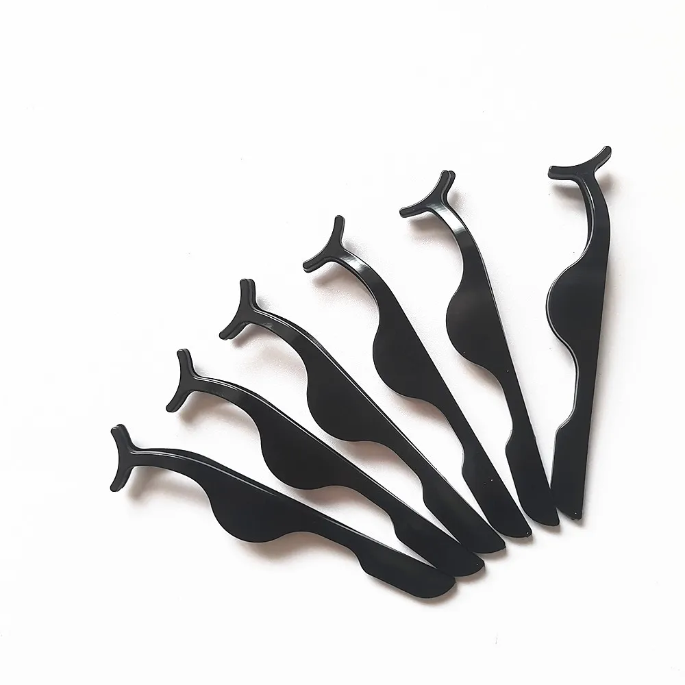 Set di 6 pinzette per ciglia in metallo oro rosa e plastica nera, strumenti per l'estensione delle ciglia per estensioni, sollevamento, salone di precisione o fai da te