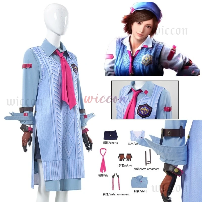 

Game Tekken8 Asuka Kazama Cosplay Costume Women Gloves Outfits Disguise Costume Vest Tie Female Role Play Halloween Party Suit
