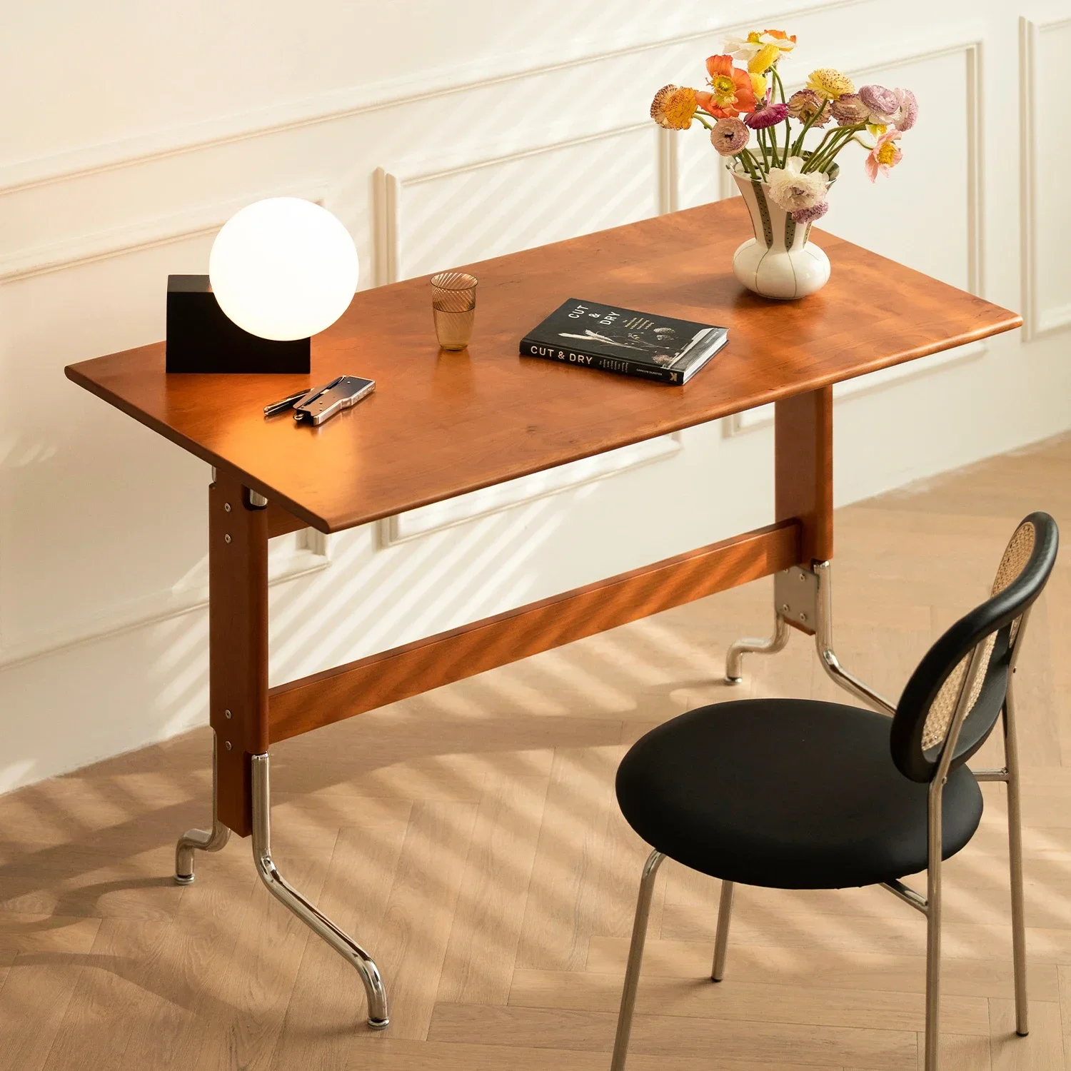 

Solid Wood Nordic RETRO Study Table Small Apartment Computer Desk