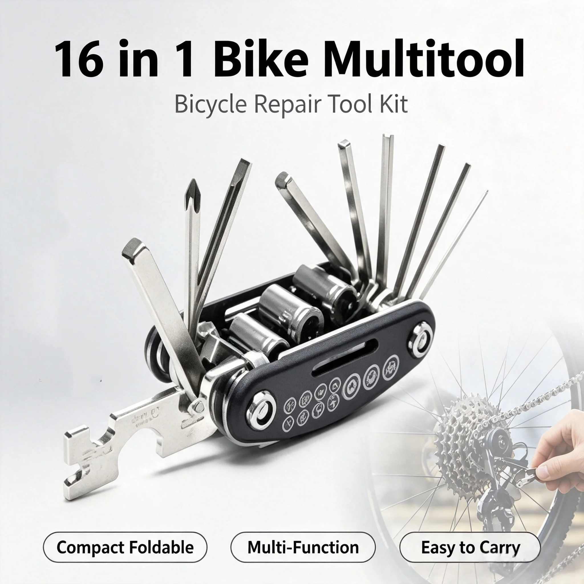 16 in 1 Bicycle Repair Tools Kit Bike Accessories Multi Tool Set with Pump Tire Patch Portable Mountain Road Bike outdoor Tools