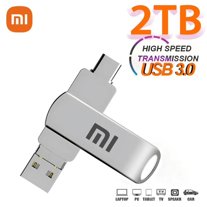 Xiaomi-unidad Flash USB de Metal de 1TB, USB 3,0, transferencia de archivos de alta velocidad, capacidad Ultra grande de 2TB, resistente al agua, estilo mecánico