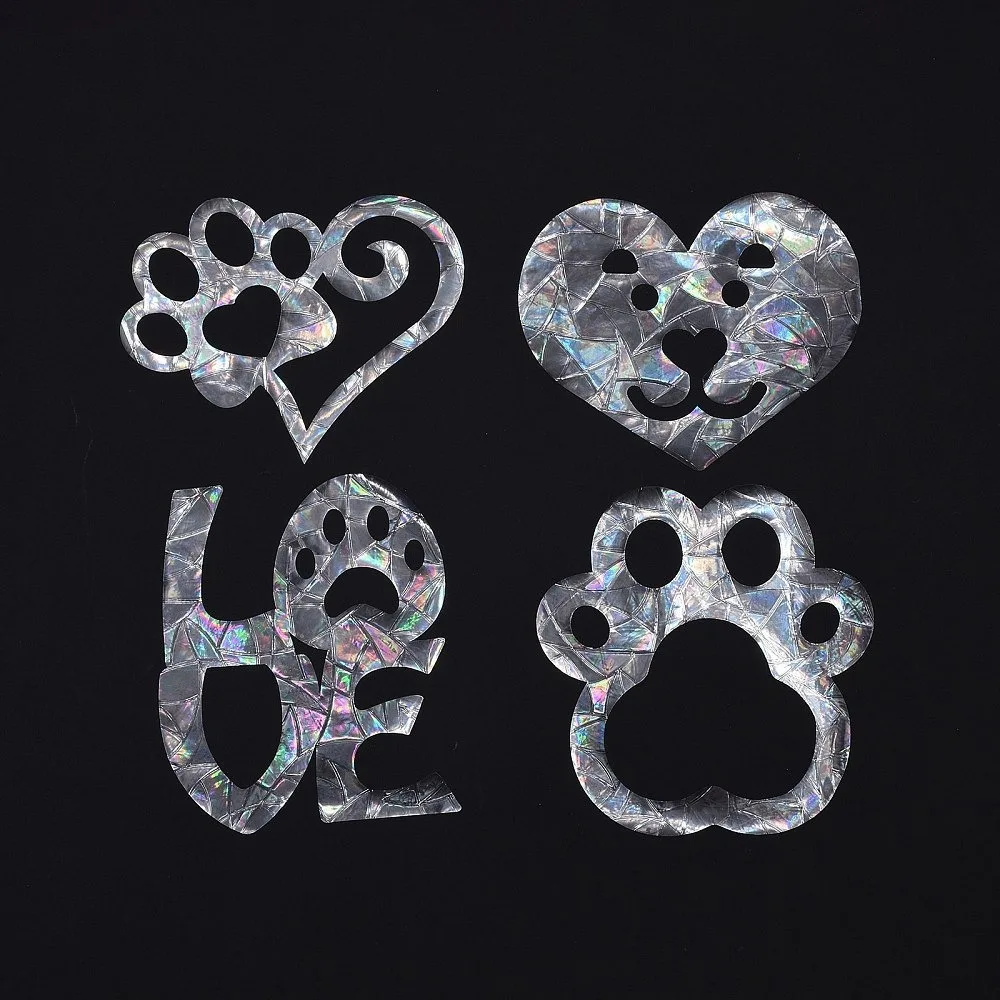 Paw Heart Word Love Shape Waterproof PVC Laser Adhesive Stickers Electrostatic Stickers Colorful 9.5~12x10~12cm