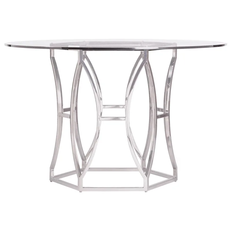 American simple stainless steel hexagonal dining table/soft decoration design/villa/hotel restaurant/light luxury dining table 4