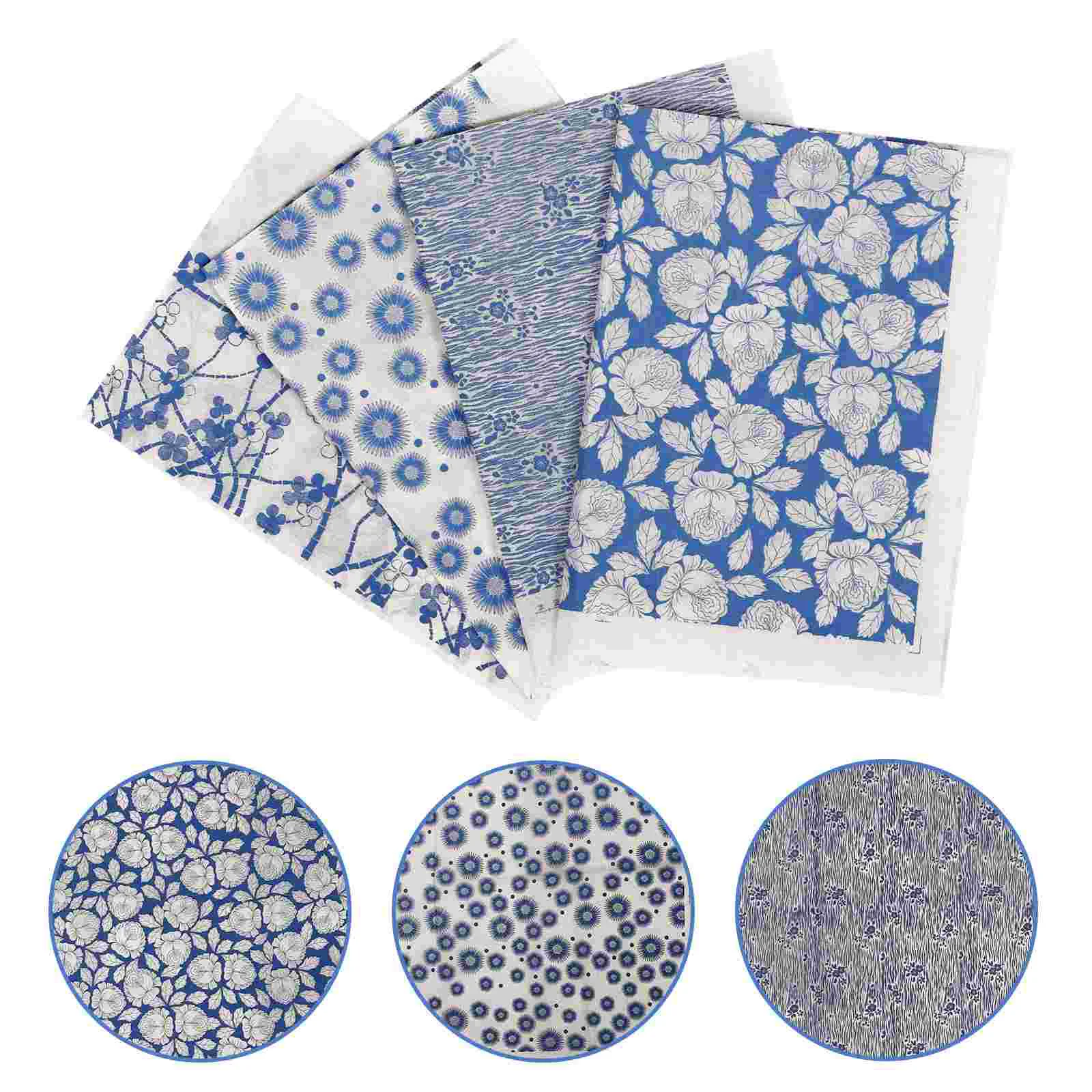 

4 Sheets Underglaze Blue and White Stickers Decorative Transfer Paper Pottery Applique Cuttable Decal