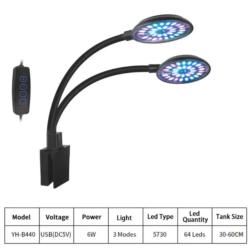 41XB Aquariums LED Light 6/7w LED for Small Size Fish Tanks Clip on Type Aquariums Light with Clip Adjustable Light Color