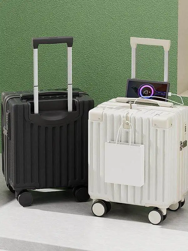 14-inch-carry-on-suitcase-women's-short-trip-travel-bag-with-four-wheel-rotation-password-lock-abs-pc-material-unisex