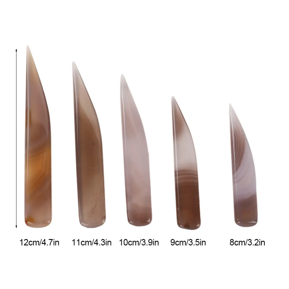 5pcs Gray/Red Color Jewelry Making Tool Agate 8cm 9cm 10cm 11cm 12cm Agate Burnisher Jewelry Polishing Tool Clay Craft