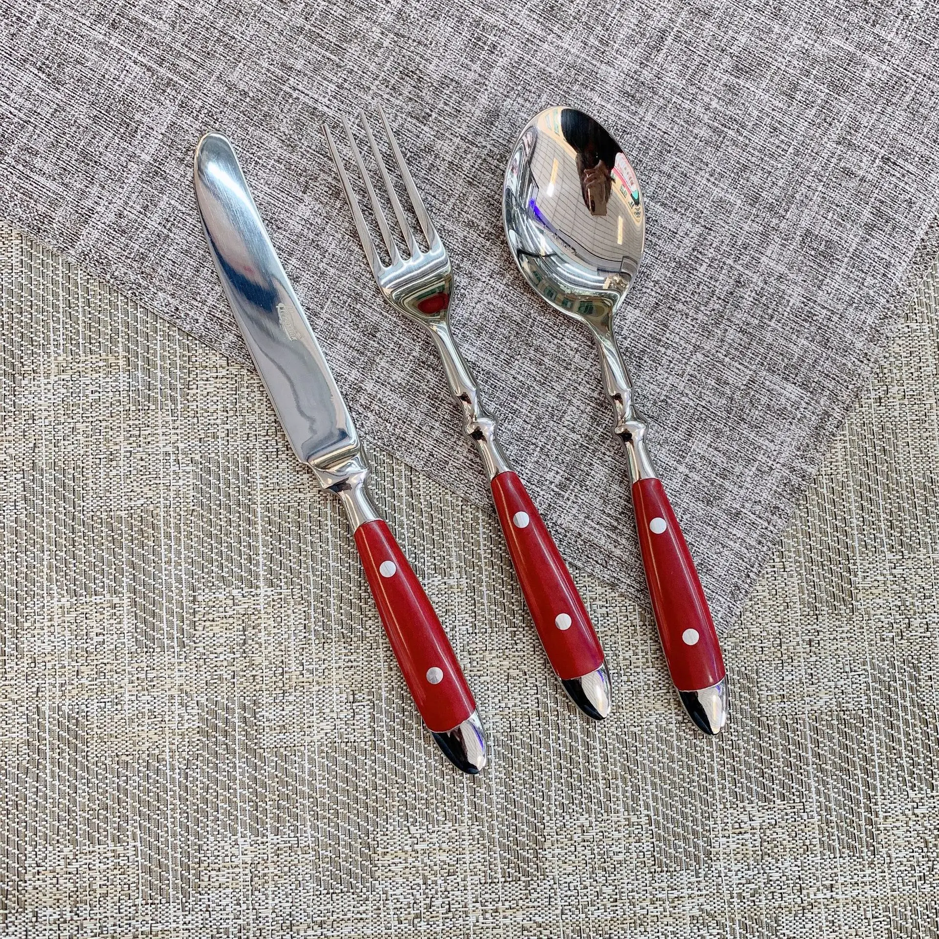 Stainless steel western tableware knife fork spoon wooden handle     hotel supplies restaurant