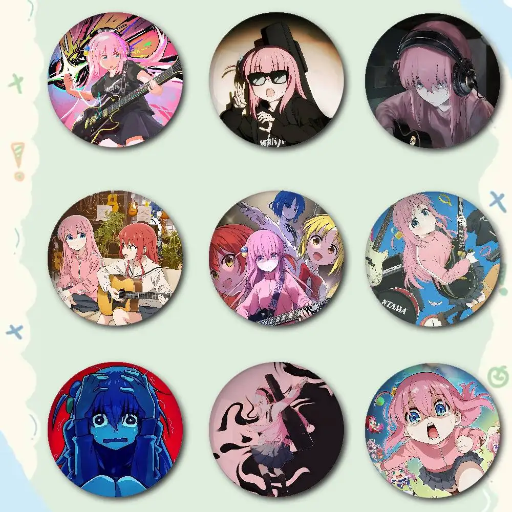 B-Bocchi The R-Rock Premium Tinplate Round Lapel Pins: Cute Badge Brooches For Shoulder Bag Accessories, Souvenir Gifts