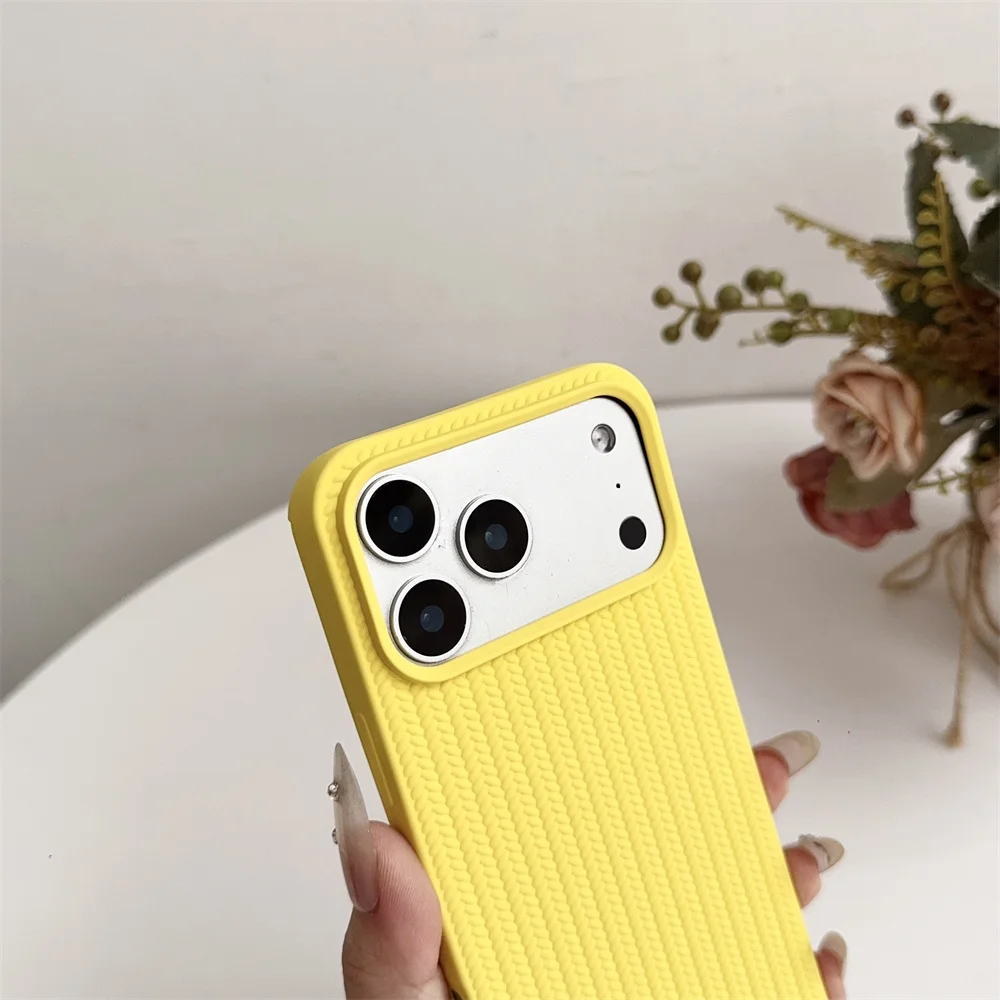 Simple Woven Pattern Solid Color Case for iPhone 17 Pro Max/16/15/14/13/12/11/XR/X/8 Plus Soft Silicone Funda iPhone Air