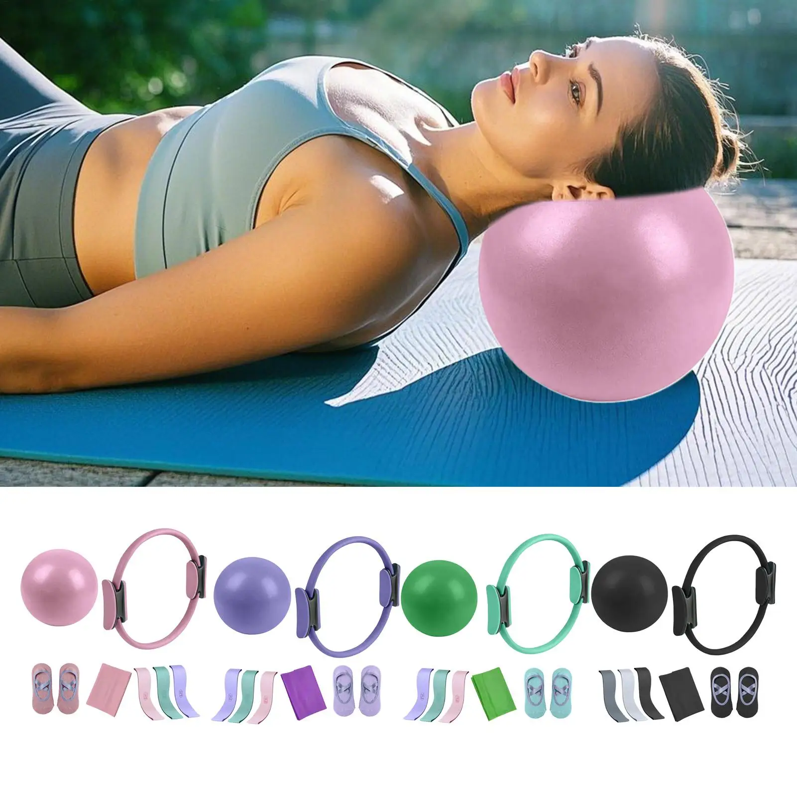 Pilates Equipment Set Muscular Strength Enhancer Anti Slip 7 Pieces/Set Multifunctional Trainer For Workouts Training Training