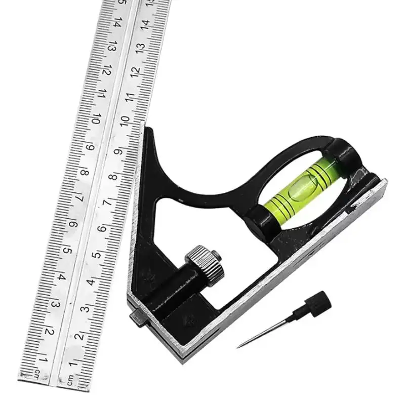 Stainless steel square combination square 300mm can move horizontally 45 degrees right angle woodworking horizontal moving tool