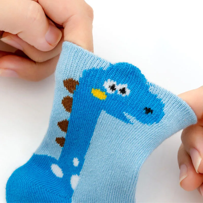 5 Paar Kindersocken mit Cartoon-Dinosaurier-Muster, bequeme Kindersocken für Jungen und Mädchen – Detail 10