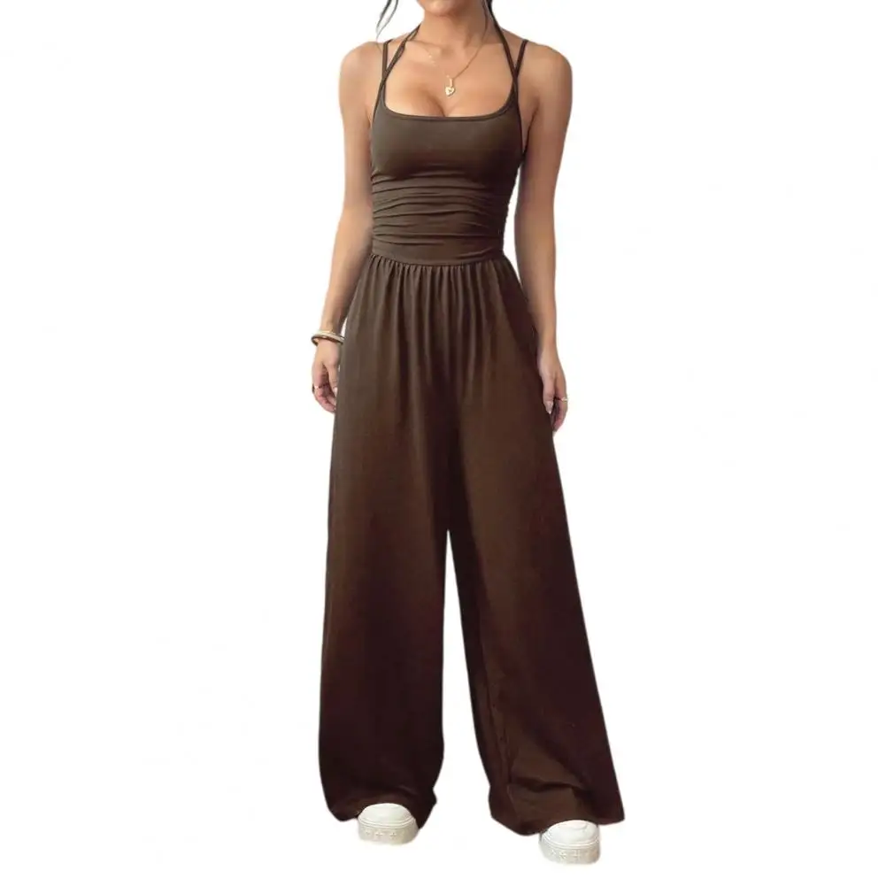 Summer Jumpsuit Women Jumpsuit Workout Jumpsuits for Women Spaghetti Strap Rompers Wide Leg One Piece Overalls Sexy Backless